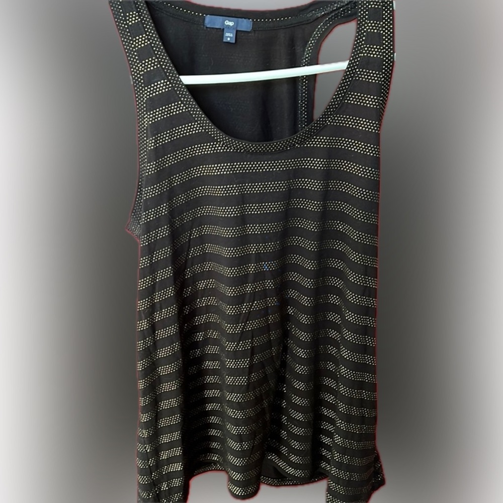 Black Tank Top with Gold Grommets – Size S